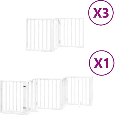 Produktbild von vidaXL 15-tlg. Hundetor mit Tür Faltbar Weiß 750 cm Pappelholz
