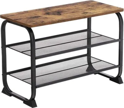 Productafbeelding van Famanu schoenenkast in industriële stijl met ruimtebesparende planken - houtlook