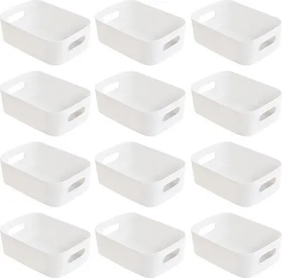 Productafbeelding van Famanu opbergboxen, 12 stuks - kunststof, wit, 15,5 x 11 x 5,5 cm