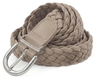 Produktbild von styleBREAKER Damen Flechtgürtel schmal aus Kunstleder | 2,8 cm breit | geflochtener Gürtel mit silberner Dornschließe | One Size 110 cm lang