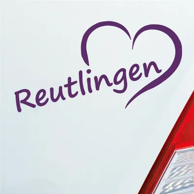 Produktbild von Auto Aufkleber Reutlingen Herz Stadt City Love Liebe 15,5x8 cm Lila Sticker Heckscheibenaufkleber