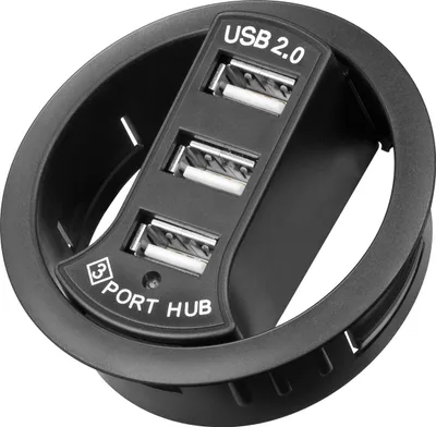 Produktbild von 3-Port USB-Einbau-Hub zum Einbau in Tischdurchführungen von 60 mm