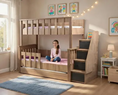 Immagine prodotto di Letto a castello con pratici cassetti e scaletta, ideale per gli spazi ridotti