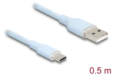 Produktbild von DeLOCK 81221, 0,5 m, USB A, USB C, USB 2.0, 0,48 Gbit/s, Blau