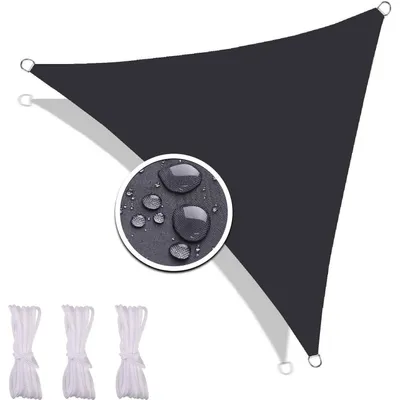 Produktbild von Sonnensegel 6x6x6m Schwarz Wasserdicht UV-Schutz 92% inkl. Befestigungsseile