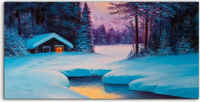 Produktbild von Coloray Canvas 120x60  Wandbild Leinwand Bilder Landschafts Wald Malerei Winter Wald