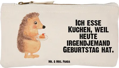 Produktbild von Mr. & Mrs. Panda Kosmetiktasche Igel Kuchenstück Größe S Klein - Weiß - Geschenk, Kuchen, Kulturbeutel, Torte, Geburtstagskuchen, kosmetiktäschchen, Essen Spruch, Backen