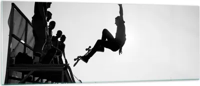 Produktbild von Bilder auf glas - Sport Skateboard - 140x50cm - Glasbilder - Wandbilder - Kunstdruck - zum Aufhängen bereit - Wanddekoration aus Glas - Glas Bilder - Wandbild auf Glas - Einteilig - GAB140x50-3655