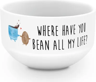 Produktbild von Mr. & Mrs. Panda Schüssel Kaffee Bohne - Weiß - Geschenk, Zufriedenheit, schale, salatschälchen, reisschale, Kaffeebohne, Glück, schälchen, Genuss, Gute Laune, Müsli