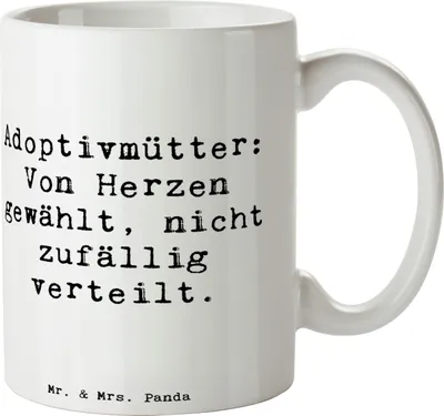 Produktbild von Mr. & Mrs. Panda Tasse Spruch Adoptivmutter Liebe - Weiß - Geschenk, Henkeltasse, persönliche Erinnerungen, Adoption, Mutterschaft, Kaffeetasse, Kaffeebecher, mit