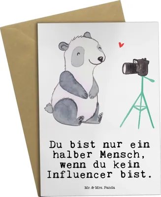 Produktbild von Mr. & Mrs. Panda Grußkarte Influencer Herz - Weiß - Geschenk, weihnachtskarten, osterkarte, glückwunschkarten, osterkarten, einladungskarten, Grußkarten