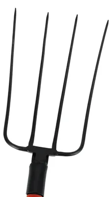 Image de Fourche à fumier / Fourche à déchets, 4 dents, manche en métal / Fourche à fumier ergonomique. Fourche à bêche, fourche à foin, fourche à compost, fourche à engrais, robuste