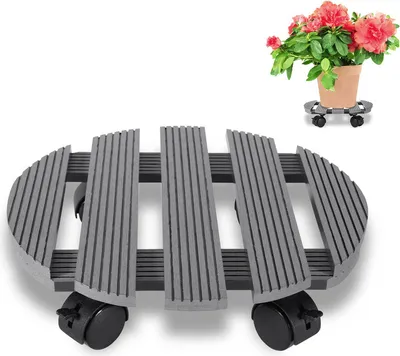 Produktbild von Jopassy 2x Pflanzenroller Blumenroller Blumentopfuntersetzer Rollbrett Grau Rund
