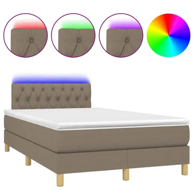 Produktbild von vidaXL Boxspringbett mit Matratze & LED Taupe 120x200 cm Stoff