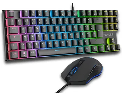 Imagen del producto de Teclado y ratón para juegos: teclado mecánico TKL, con iluminación RGB y 20 modos de luz, ratón de 7200 DPI