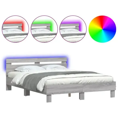 Produktbild von Bettgestell mit Kopfteil LED-Beleuchtung Grau Sonoma 150x200 cm