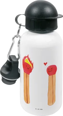 Produktbild von Mr. & Mrs. Panda Trinkflasche Streichhölzer - Weiß - Geschenk, Kindergarten, Wasserflasche, Kinder, Freundin, Liebesbeweis, Liebesgeschenk, Sportflasche