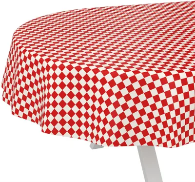 Produktbild von Tischdecke oldscool Karo Rot Oval 220x140cm Schnittkante Wachstuch abwaschbar