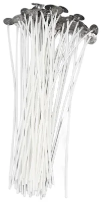 Image de 50 mèches de bougie pré-cirées, 20 cm, languette métallique anti-fumée pour la fabrication DIY