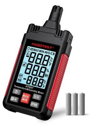 Temperatur- & Feuchtigkeitsmesser HT607, schwarz, Tischgerät