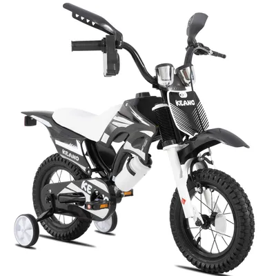 Produktbild von JOYSTAR 12 Zoll Kinderfahrrad im Motorradstil für 3-8 Jahren Jungen und Mädchen mit Stützrädern, Getränkehalter und Schutzblechen, Schwarz