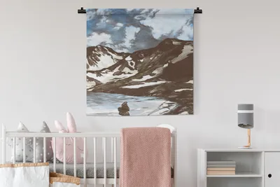 Produktbild von MuchoWow® Wandteppich Wandbehang Berg - Meer - Himmel 90x90 cm Tapisserie Dekoration Wandtuch - Wandaufhänger