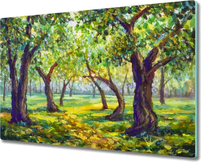 Produktbild von Coloray Hackbrett Kochplattenabdeckung Herdabdeckplatte 80x52 cm Schneidebrett Küchenbrett - Wald Natur