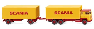 Immagine prodotto di Wiking H0 1/87 045702 Scania 111 treno rimorchio a cassone rosso/giallo Scania - NUOVO