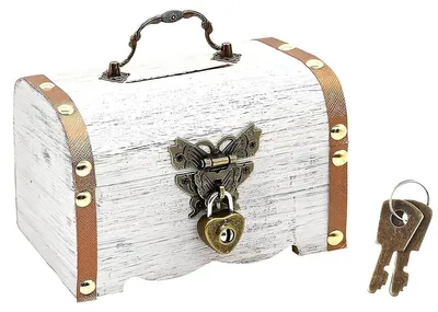 Holz-Schatztruhe, weiß, 14,5×10,9×5 cm, für Geschenke & Deko