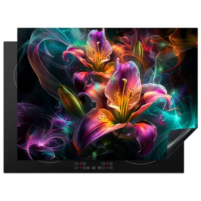 Produktbild von KitchenYeah© Herdabdeckplatte Farben - Blume - Farbenfroh , 70x52cm, Küche Deko, Glaskeramikkochfeld Herdabdeckung, Abdeckplatte fùr Kochfeld