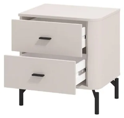 Produktbild von Dmora Nachttisch Salara 52x40x56h cm Weiß, ein Regal, 2 Schubladen