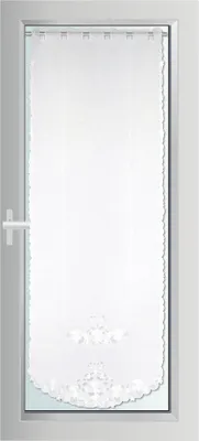 Produktbild von Türpanneaux 180x60cm mit Stickerei - Blumen ( Weiß ) inkl. Vitragestange 60-90cm