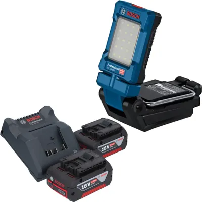 Immagine prodotto di Bosch GLI 18V-800 Lampada professionale a batteria 18 V 800 lm + 2x batteria ricaricabile 4,0 Ah + caricatore