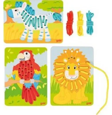 Produktbild von Fädelspiel Papagei, Löwe, Zebra