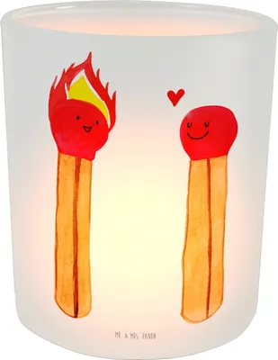 Produktbild von Mr. & Mrs. Panda Kerzen Windlicht Streichhölzer - Transparent - Geschenk, Kerzenhalter Glas, Liebesgeschenk, Teelichthalter, Freundin, Liebesbeweis, Deko