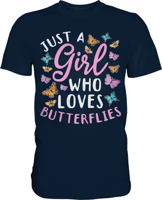 Produktbild von Mädchen liebt Schmetterlinge T-Shirt – Navy / 4XL