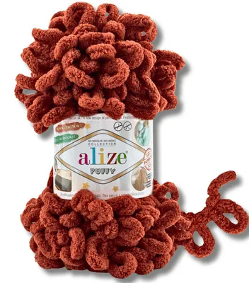 Image de Alize 1 x 100 g de laine Puffy, unie, pour le crochet et le tricot (Rust Orange - 36)