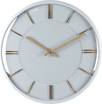 Zdjęcie produktu dla BELIANI Zegar ścienny szary metalowy materiał syntetyczny ø 34 cm glam dekoracja bez numeracji