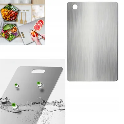 Immagine prodotto di Tagliere acciaio inox 30 x 20 cm igienico lavabile in lavastoviglie antiscivolo per carne pesce verdure e frutta