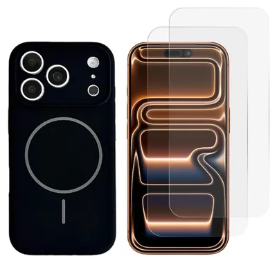 Produktbild von MagSafe Silikon Hülle + 2x Schutzglas für Apple iPhone 18 Pro mit Kameraschutz