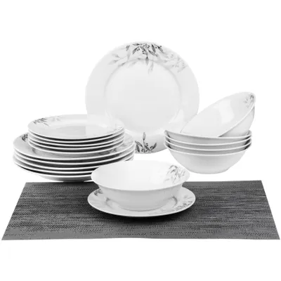 Zdjęcie produktu dla 18-częściowy serwis obiadowy zestaw naczyń zastawa stołowa 6 osób serwis obiadowy zestaw talerzy porcelana