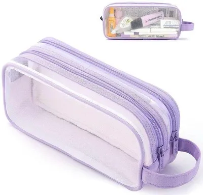 Produktbild von Durchsichtige Etui für Schule, groß, lila, tragbar