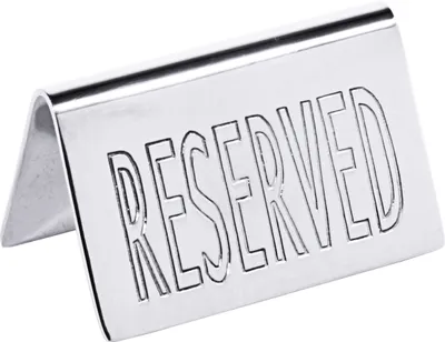 Produktbild von Reserviert-Aufsteller, Tischschild, mit geprägten Buchstaben, schwere Qualität : RESERVED Variante: RESERVED