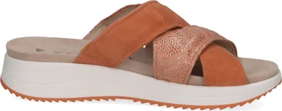 Produktbild von Caprice Damen Pantolette Leder Kreuzriemen dicke Laufsohle 9-27203-42, Größe:39 EU, Farbe:Orange