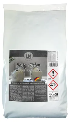 Produktbild von LM-Kreativ Knet Design Beton 18 kg – Knetmasse zum Modellieren und Ausstechen, staubarm, faserverstärkt, wetterfest & frostfest, Germany