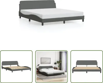Produktbild von The Living Store Bettgestell mit Kopfteil Dunkelgrau 180x200 cm Stoff