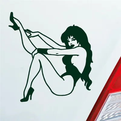 Produktbild von Auto Aufkleber Frau Pin Up Girl Vintage Sexy 10x10,5 cm Dunkelgrün Sticker Heckscheibenaufkleber