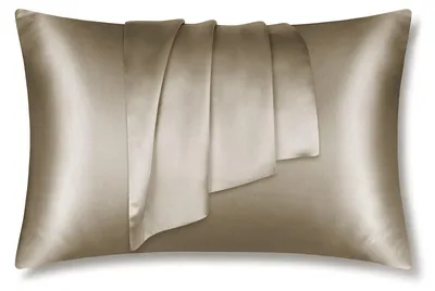 Imagen del producto de Funda de almohada de seda, 40x60 cm, color taupe, para el cuidado del cabello y la piel