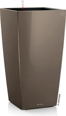 Produktbild von LECHUZA-Pflanzgefäß CUBICO Premium 50 Taupe Hochglanz | Pflanzgefäß mit Bewässerungssystem | Hochglanz-Oberfläche | 50 x 50 x 95 cm | 18168