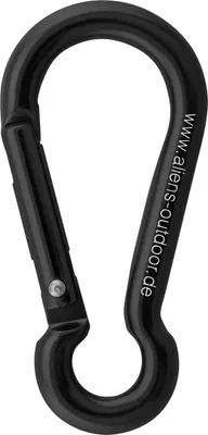 Schwarzer Zubehörkarabiner MINI 5 cm von Aliens; geeignet für Klettern und Materialkarabiner.